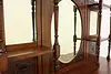 Art Nouveau Antique Carved Mahogany Etagere Display or Bar (17)