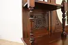 Art Nouveau Antique Carved Mahogany Etagere Display or Bar (22)