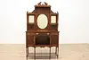 Art Nouveau Antique Carved Mahogany Etagere Display or Bar (3)