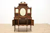 Art Nouveau Antique Carved Mahogany Etagere Display or Bar (4)