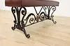 Spanish Colonial Ship Design Wrought Iron & Leather Bench (11)