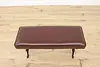 Spanish Colonial Ship Design Wrought Iron & Leather Bench (3)