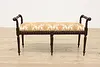 French Antique Carved Mahogany Hall Boudoir Bench New Fabric (3)