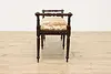 French Antique Carved Mahogany Hall Boudoir Bench New Fabric (4)