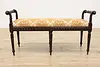 French Antique Carved Mahogany Hall Boudoir Bench New Fabric (5)