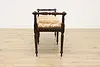 French Antique Carved Mahogany Hall Boudoir Bench New Fabric (6)