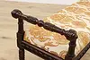 French Antique Carved Mahogany Hall Boudoir Bench New Fabric (7)