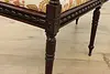 French Antique Carved Mahogany Hall Boudoir Bench New Fabric (8)