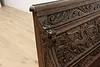 Renaissance Antique Oak Hall Bench, Carved Lions, Storage (14)