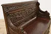 Renaissance Antique Oak Hall Bench, Carved Lions, Storage (16)