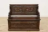 Renaissance Antique Oak Hall Bench, Carved Lions, Storage (7)