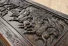 Chinese Teak Vintage Trunk or Chest, Carved Warriors, Medan (16)