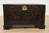 Chinese Teak Vintage Trunk or Chest, Carved Warriors, Medan (9)