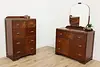 Art Deco Vintage Walnut Waterfall Dresser or Chest & Mirror (2)