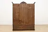 English Victorian Antique Mahogany Triple Wardrobe Armoire (12)