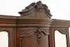 English Victorian Antique Mahogany Triple Wardrobe Armoire (21)