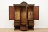 English Victorian Antique Mahogany Triple Wardrobe Armoire (3)