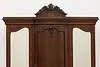 English Victorian Antique Mahogany Triple Wardrobe Armoire (6)