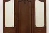 English Victorian Antique Mahogany Triple Wardrobe Armoire (7)