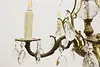 Gold Plated Brass & Prism 5 Candle Vintage Chandelier (11)