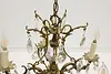 Gold Plated Brass & Prism 5 Candle Vintage Chandelier (15)