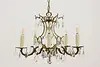 Gold Plated Brass & Prism 5 Candle Vintage Chandelier (2)