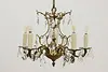 Gold Plated Brass & Prism 5 Candle Vintage Chandelier (7)