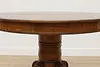 Victorian Antique 45" Round Oak Dining Table Extends 117" (11)