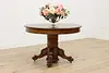 Victorian Antique 45" Round Oak Dining Table Extends 117" (3)