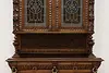 Black Forest Antique Carved Oak & Stained Glass Bar Bookcase (10)