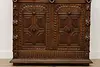 Black Forest Antique Carved Oak & Stained Glass Bar Bookcase (11)