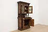 Black Forest Antique Carved Oak & Stained Glass Bar Bookcase (3)