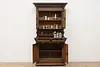 Black Forest Antique Carved Oak & Stained Glass Bar Bookcase (4)