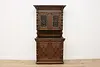 Black Forest Antique Carved Oak & Stained Glass Bar Bookcase (8)