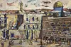 Jerusalem Western Wailing Wall Vintage Original Painting 40" (2)