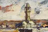 Jerusalem Western Wailing Wall Vintage Original Painting 40" (9)