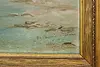 Moose Crossing River Antique Original Painting Higham 45.5" (12)