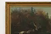 Moose Crossing River Antique Original Painting Higham 45.5" (4)