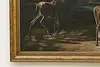 Moose Crossing River Antique Original Painting Higham 45.5" (6)