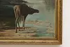 Moose Crossing River Antique Original Painting Higham 45.5" (7)