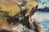 Rocky Shore with Waves Vintage Original Oil Painting Rea 41" (13)