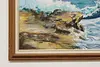 Rocky Shore with Waves Vintage Original Oil Painting Rea 41" (6)