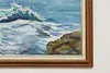 Rocky Shore with Waves Vintage Original Oil Painting Rea 41" (7)