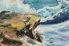 Rocky Shore with Waves Vintage Original Oil Painting Rea 41" (8)