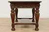 Victorian Antique Carved Oak Library Table Office Desk Lions (11)