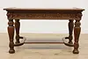 Victorian Antique Carved Oak Library Table Office Desk Lions (15)