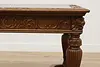 Victorian Antique Carved Oak Library Table Office Desk Lions (17)