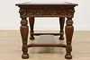 Victorian Antique Carved Oak Library Table Office Desk Lions (20)