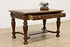 Victorian Antique Carved Oak Library Table Office Desk Lions (3)