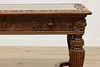 Victorian Antique Carved Oak Library Table Office Desk Lions (8)